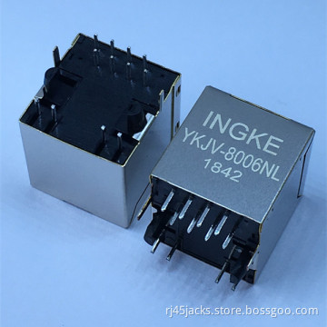 Ingke YKJV-8006NL 100% Cross JD2-0010NL 100 Base-TX  Vertical Through Hole RJ45 Magnetic Jack